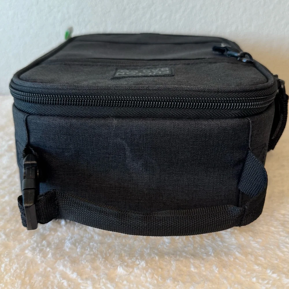 Fulton Bag Co Upright Black/Gray Lunch Bag w/Hard Interior | Water Bottle Holder